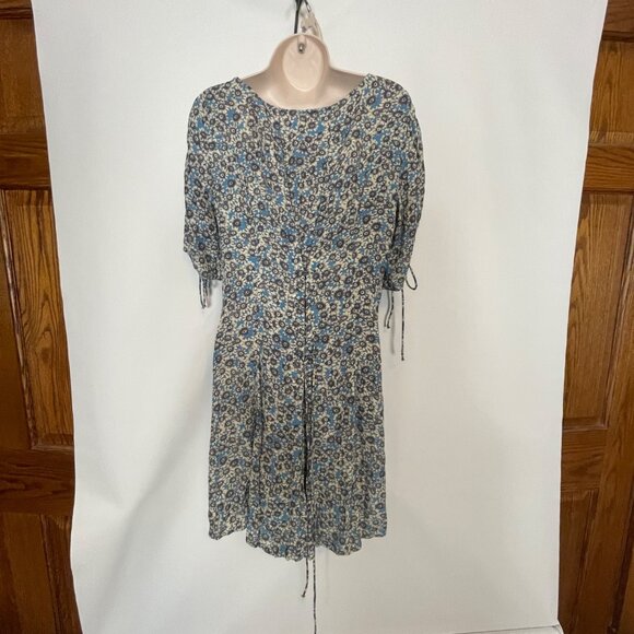 Free People Laced Up Mini Dress Medium Blue Black  Bohemian Cottagecore Boho - Picture 8 of 14